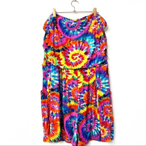 Plus Size Rainbow Tie Dye Strapless Romper Sz 4X - Picture 11 of 15